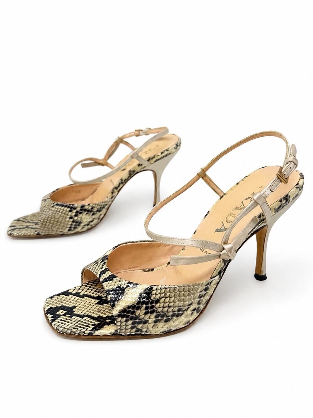 Vintage Prada Snakeskin Slingback Sandal Heels Womens Size EU 37